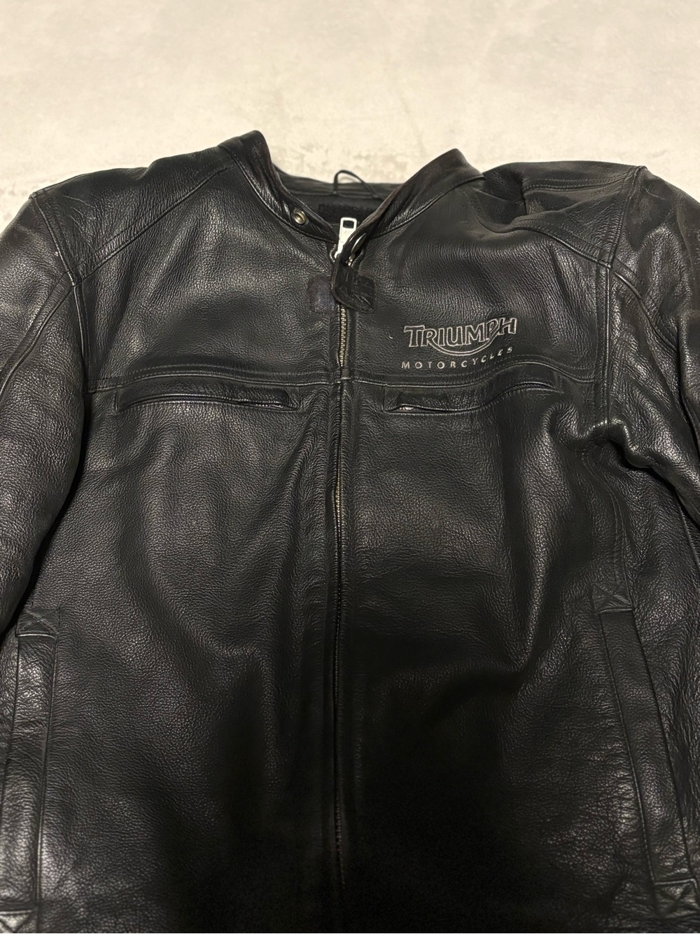 Triumph Black Leather motorcycle Jacket with protective gear